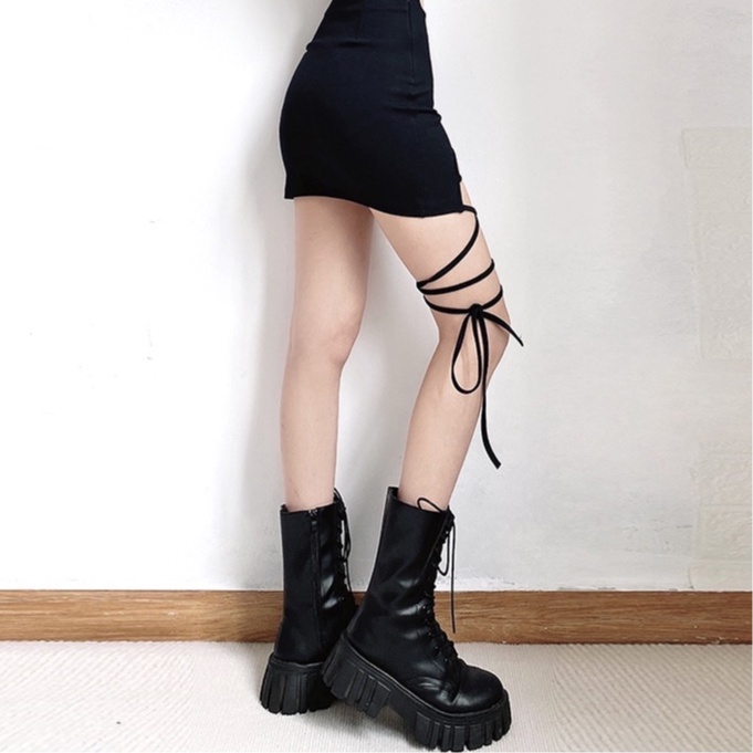 【AMY J】Fashion Creative Strap Design Breathable  Short Skirt  7046