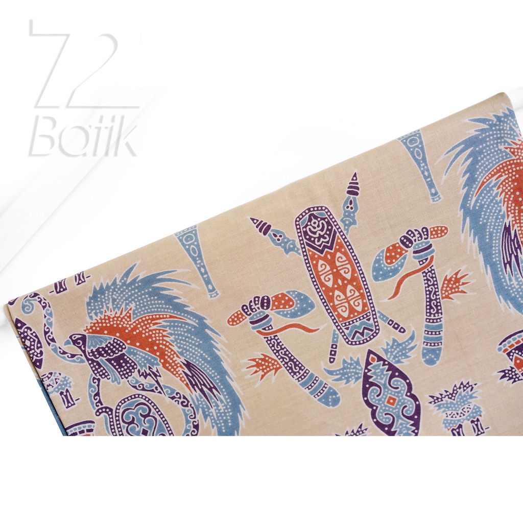 KAIN BATIK PREMIUM Bahan Katun Motif Burung Warna Cream Orange 721233 Cap 72 Jarik Jarit Samping Kebat Panjang Batik Katun Modern Premium Bahan Seragam Batik Pernikahan Kantor Keluarga Murah Kamen Jadi Batik Bali Lembaran