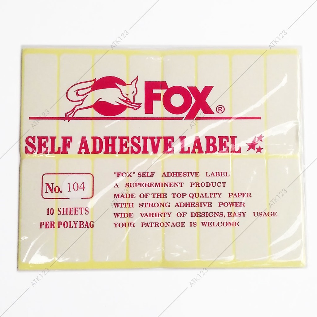 

Kertas / Label Stiker Fox No. 104 uk. 25 x 76 mm (Persegi Panjang)