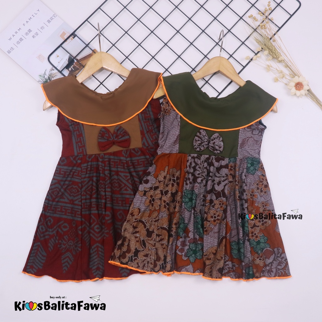 Dress Batik uk Bayi - 4 Tahun / Model Dres Baju Anak Perempuan Pesta Cewek Motif Bunga Modern Murah