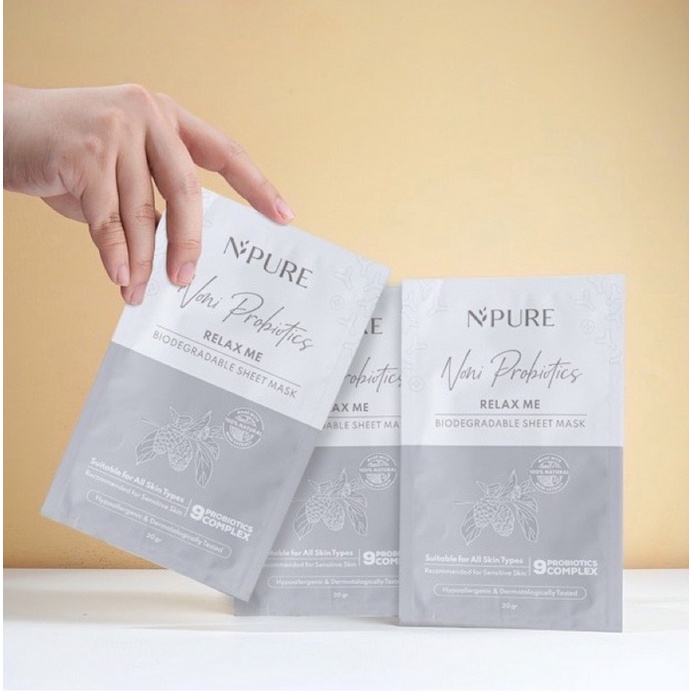 B25 N'PURE noni probiotics sheet mask masker npure murah asli termurah original bpom 20gram salon wajah perawatan kecantikan tubuh mata melembabkan anti aging garis halus kerutan serum essence scrub peel toner pembersih