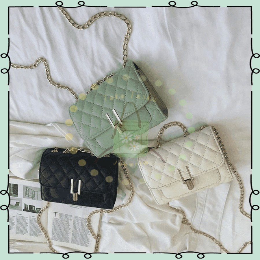 9.9 Tas Selempang Wanita LILY BAG Rantai Anyam Kotak Slingbag Shoulder Bag Vintage tali tas jelly pe