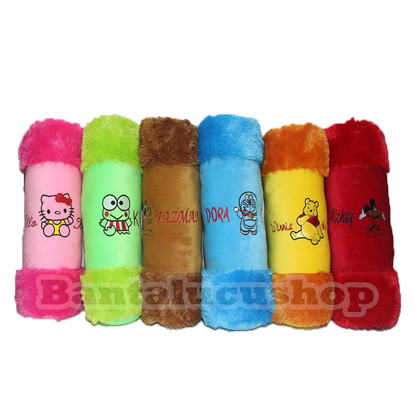 Guling karakter Doraemon Hello kitty Tazmania Keroppi Mickey Bahan Bulu Lasfur