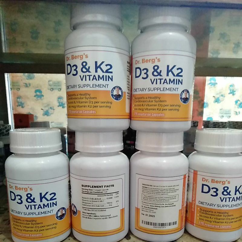 Vitamin D3 & K2 Dr. Berg Vit 1000IU Dan 100 mc nog 120 Veg Caps 1 Botol Ori USA.