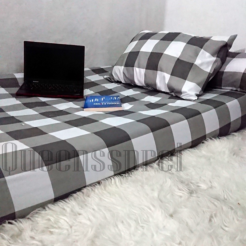 Sprei karet 140x200x20 sprei kotak emily aesthetic korea series murah dan lembut