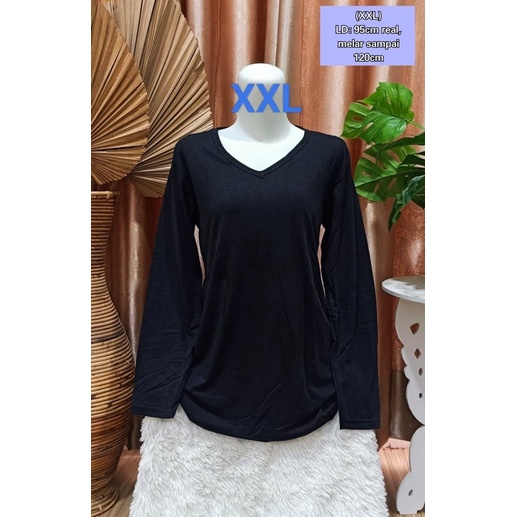 Kaos Polos Panjang Hitam V / Kaos V panjang / Kaos Panjang Murah / Kaos panjang Hitam / Kaos panjang Harian