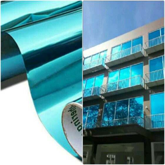 STICKER KACA MOTIF STIKER KACA POLOS & KACA FILM.KACA FILM BLUE SILVER ONE WAY