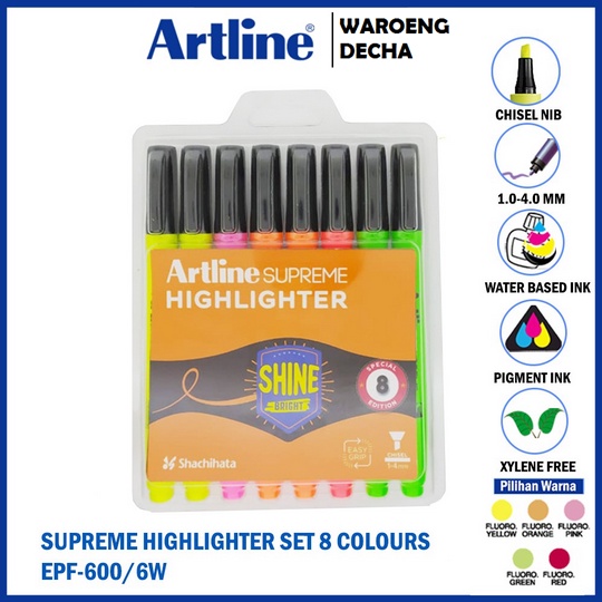 

STABILO ARTLINE Spidol Supreme Highlighter Marker Set 8 WARNA EPF-600/8CPV