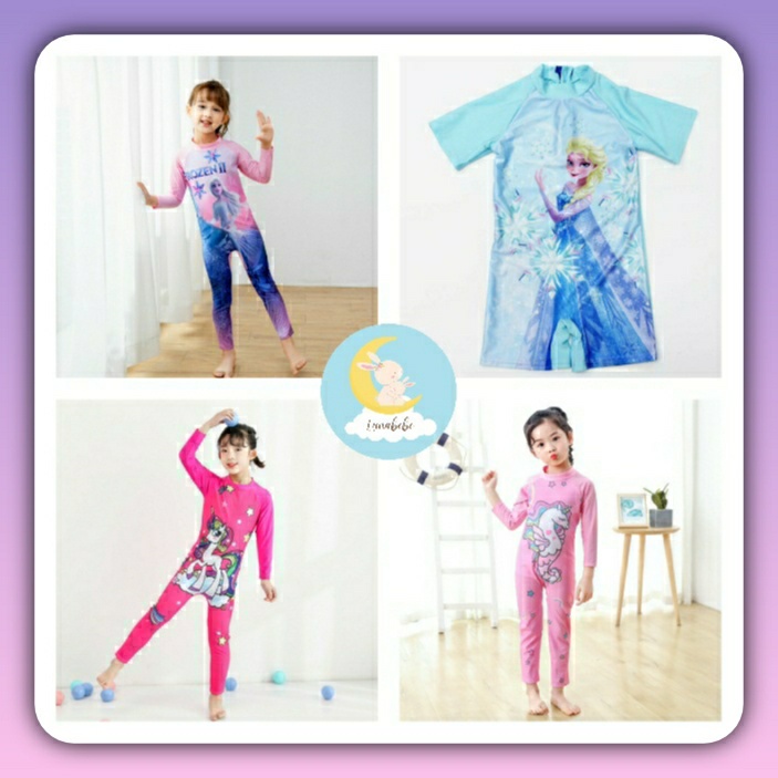 Baju renang anak perempuan Frozen Unicorn swimsuit pendek Baju renang anak perempuan muslim islami l