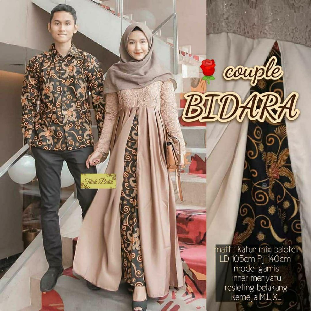 TASYANANU BATIK COUPLE GAMIS BATIK BROKAT BIDARA ANAMI SARWENDAH