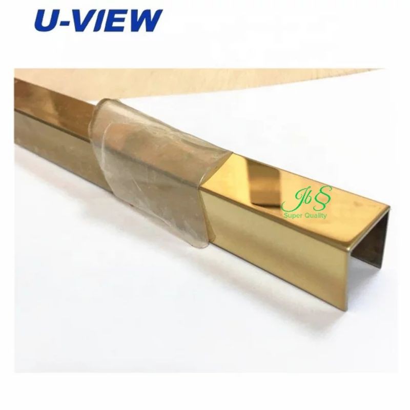 LIST U MIRROR GOLD 20X20X20X3.050MM T. 0.8MM STAINLESS SS 201 - LIST DEKORASI INTERIOR