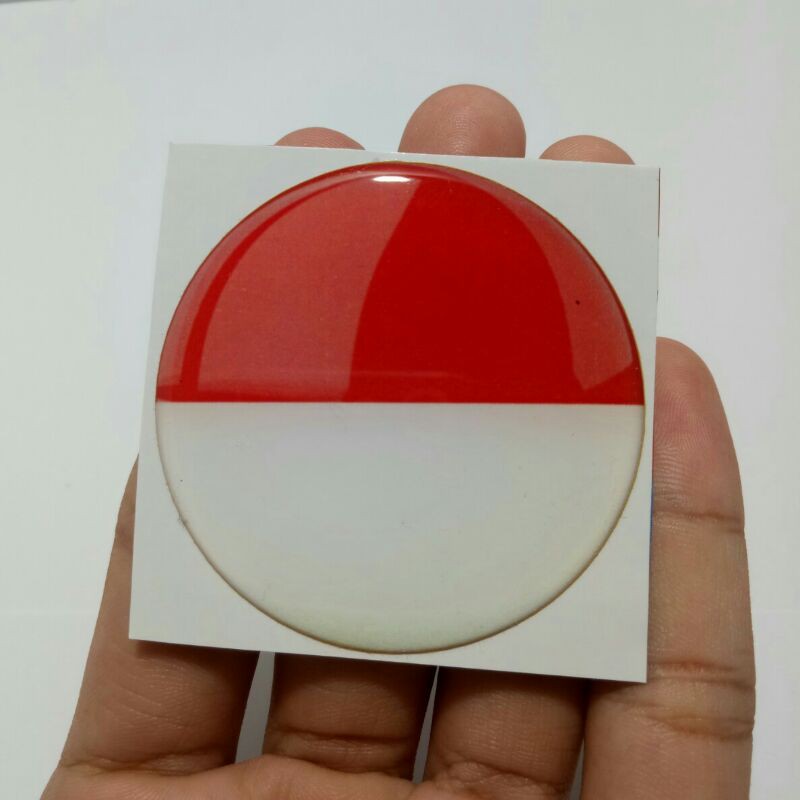 

Stiker timbul resin lentur bendera indonesia bulat