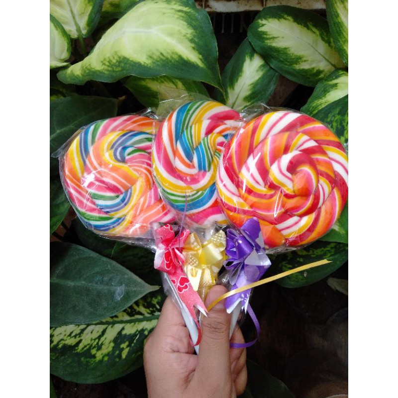 Permen Lolipop Bulat Love Besar 9cm  | Lolipop Candy 9cm | Lolipop Pelangi | Permen Lolipop Warna-wa