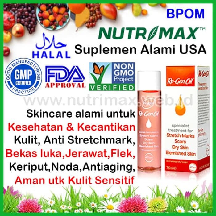Original.Beauty Nutrimax Re-Gen/Regen Oil 75 Ml Obat Penghilang Bekas Luka/Stretchmark Promo 