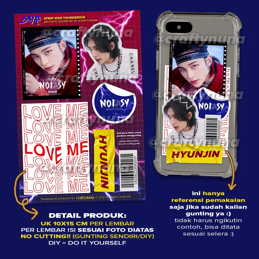 (SK-004) STRAY KIDS THUNDEROUS NOEASY Sticker Set Aesthetic case hp stiker kpop skz hyunjin bangchan diy deco