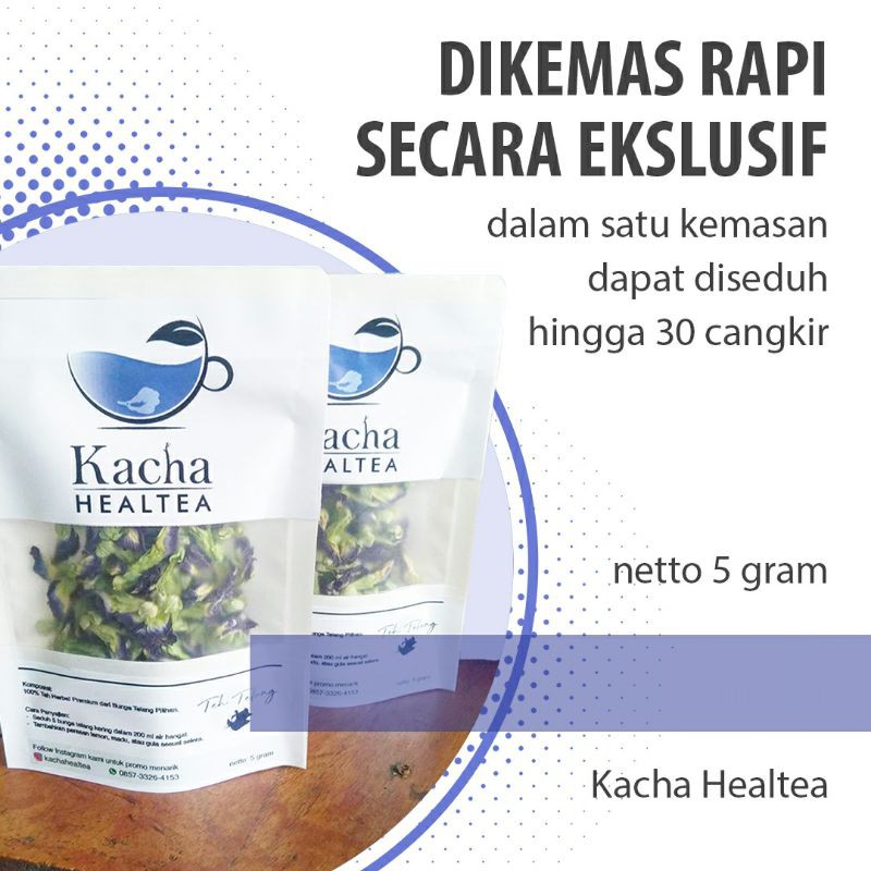 

Butterfly Pea Flower/ Teh Bunga Telang Kering/ Tisane telang/ Teh Herbal- Kacha Healtea