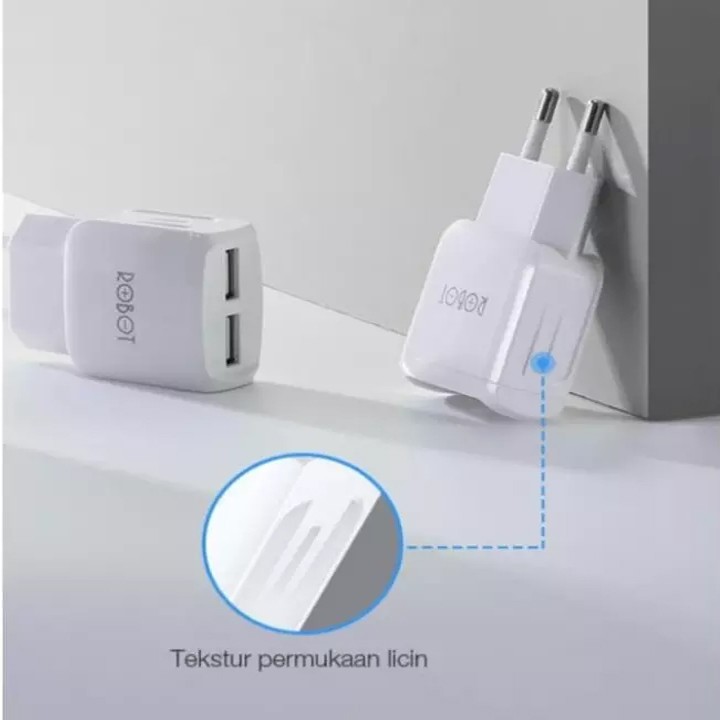 Robot RT-K6 Charger Travel Adaptor Original 2.4A KEPALA CAS / BATOK CAS 2 Port USB