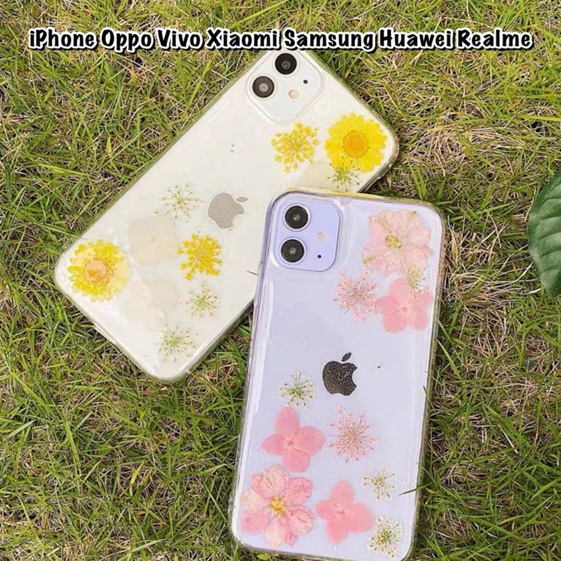 Case Bunga TPU Casing Yellow Pink Oppo A16e A16k Reno 7 4G 5G 7z A55 A76 A95 A96 A15 A15s A74 A64 A53 A33 2020 A92 A91 A71 A12 A12s A11k A1k F11 F9 F7 F5