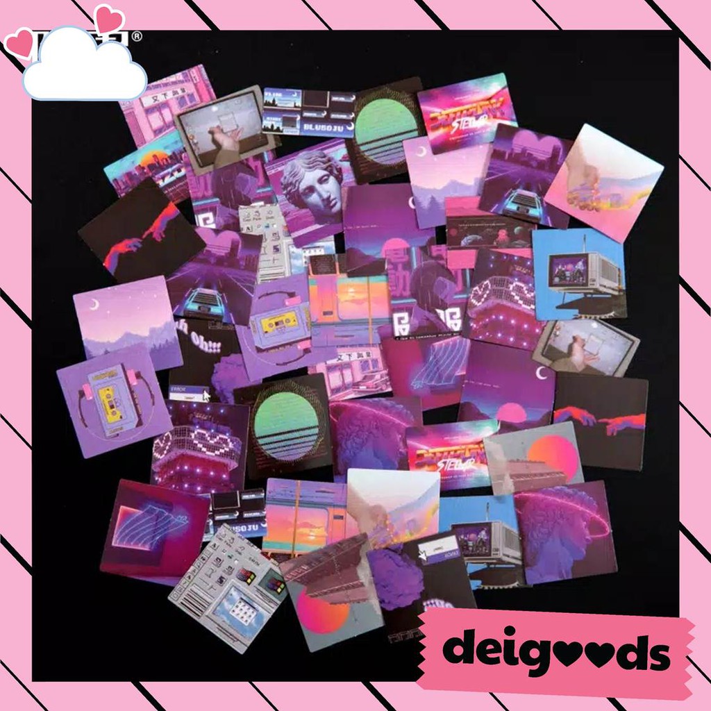 

DEIGOODS❤ 46 Pcs Sticker Deco Disco Retro Party Vintage Aesthetic Dekorasi Bujo Journal DIY Scrapboo