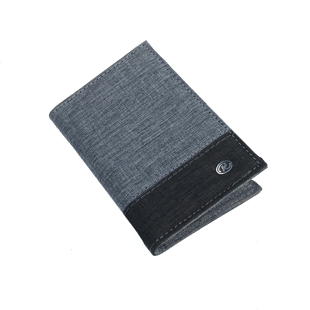 11.11&amp;12.12 BIG SALE!! Dompet Kanvas Tegak Kualitas Import Dompet Pria dan Wanita Dompet Fashion Pria T99 Men Wallet Original - GREY BLACK + Bonus Box