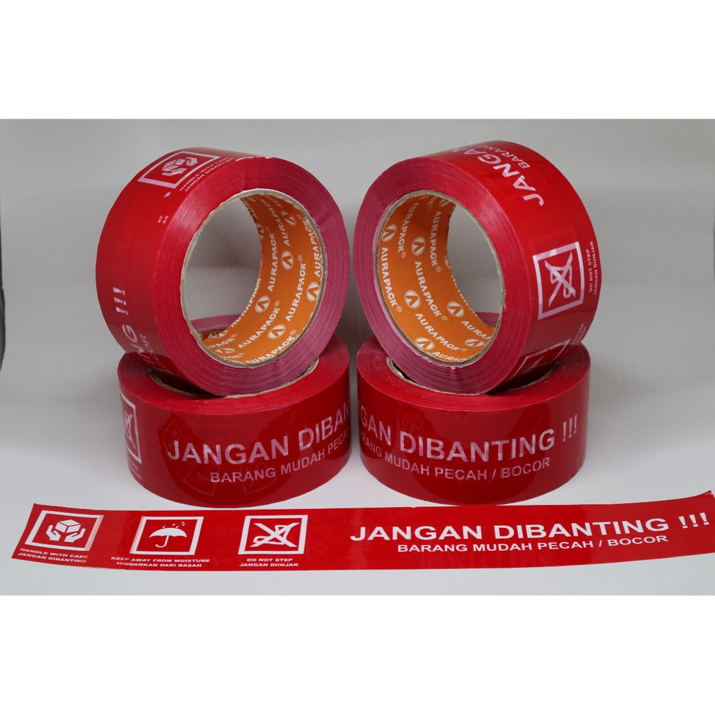 

LAKBAN FRAGILE MERAH JANGAN DI BANTING 48MM X 100 METER AURA PACK