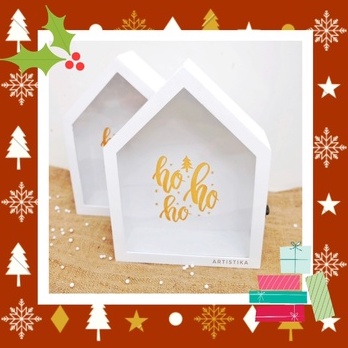 

Kotak Kayu Natal / Kotak Box Hampers Natal Merry Christmas bentuk Rumah