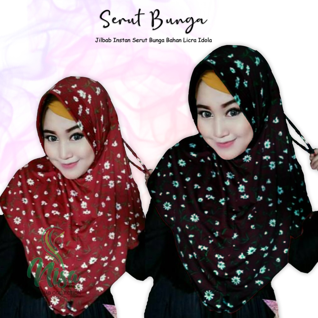 Jilbab Serut Adiba Motif Daily Hijab Jersey Bunga