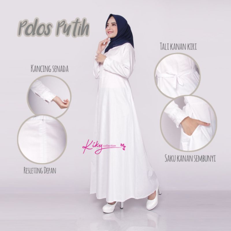 Gamis Katun Jepang Premium Ori Polos Putih Gamis Haji dan Umroh Gamis Pondok Terbaru