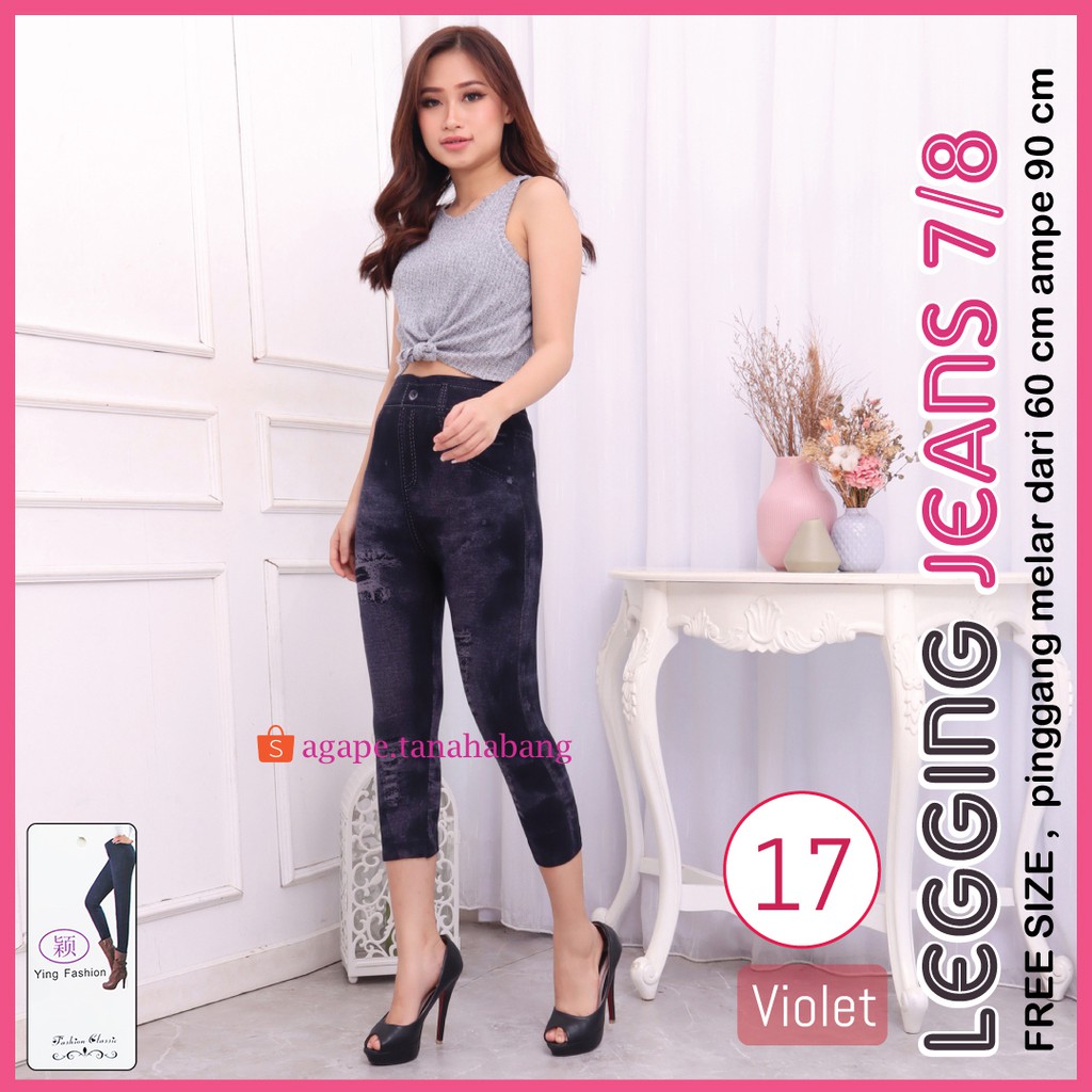 Legging Jeans Pendek # 17 dan 18 / Legging pendek Wanita / legging pendek Wanita