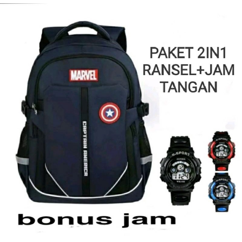 Tas Ransel anak laki-laki tas anak sekolah SD Bonus jam