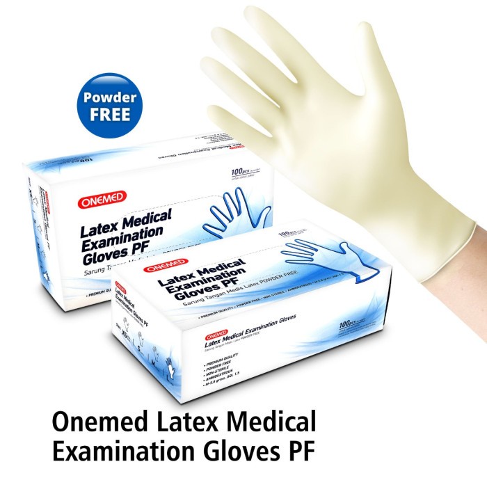 Sarung Tangan Latex Onemed Exam Glove Powder Free Putih Box isi 100 XS OJ2