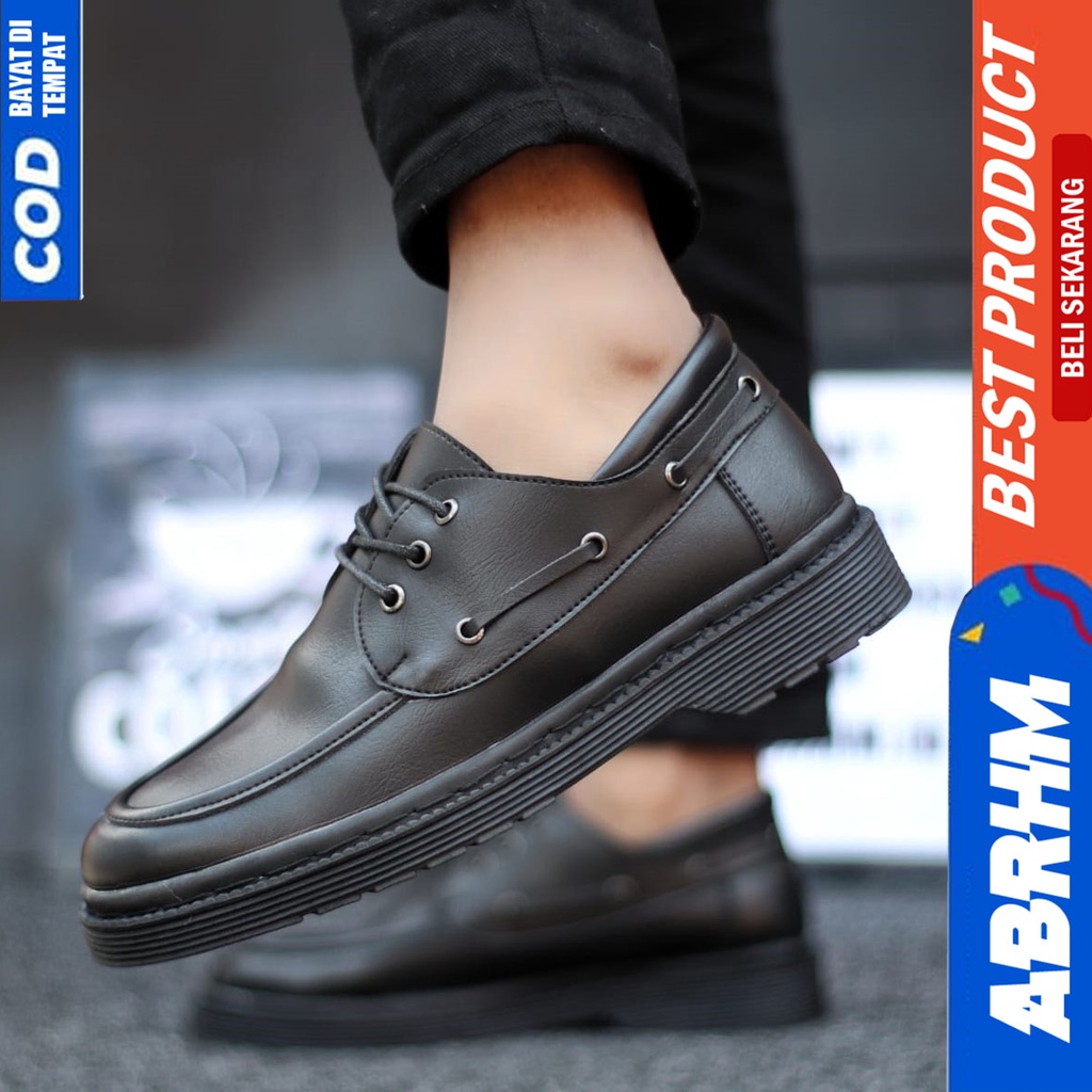 Sepatu Formal Docmart Pantofel Kerja Hitam Pria Abrhm Lulja