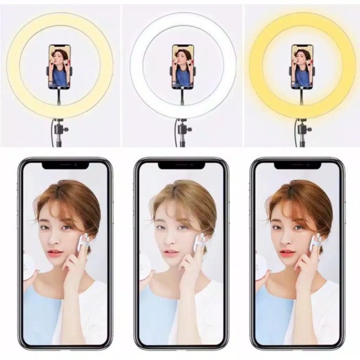 Ringlight Tripod LED 26cm MakeUp Vlog Lampu Ring light Holder HP Vlog Video Tiktok murah