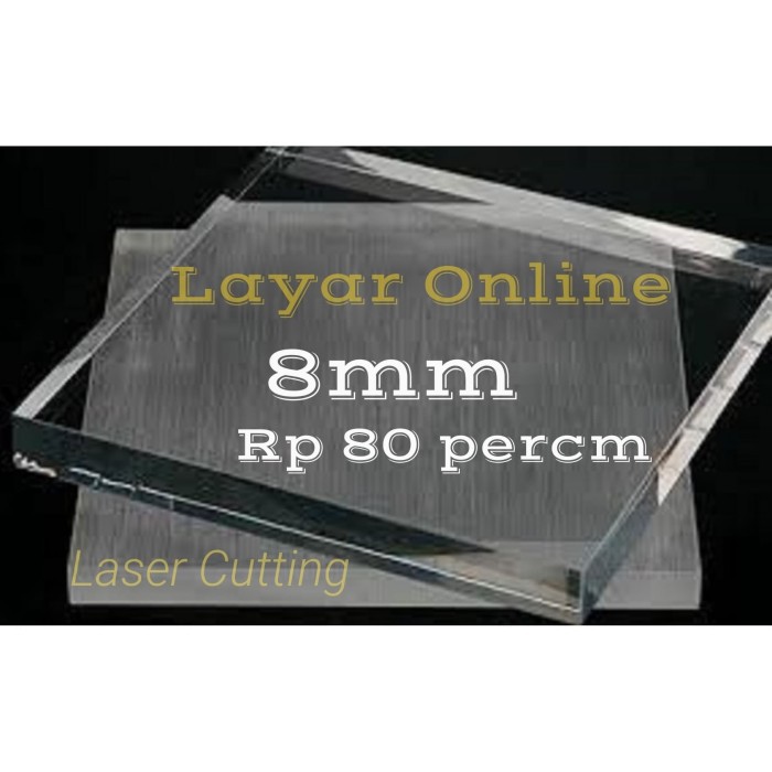 Acrylic Bening 8mm 65x90cm Akrilik Lembaran Import