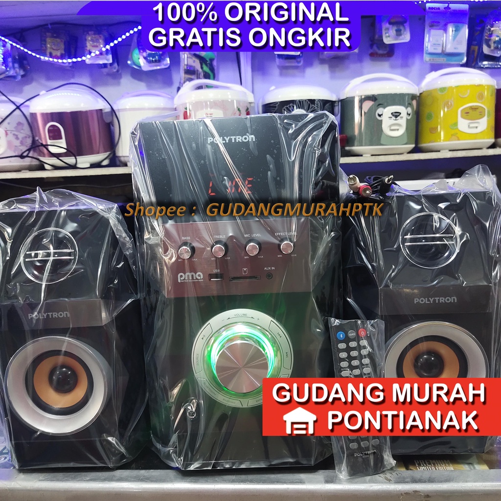 Speaker Multimedia Bluetooth Polytron PMA-9522/B | Speaker Bluetooth Karaoke Extra Bass 9522 Lebih baru dari 9502