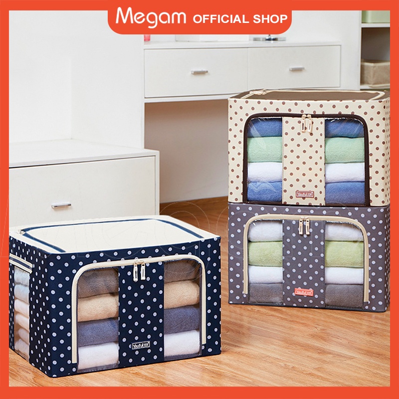 Megam Storage Box Frame Baja Double Zipper 66L Keranjang Penyimpanan Baju Selimut Mainan HSB201