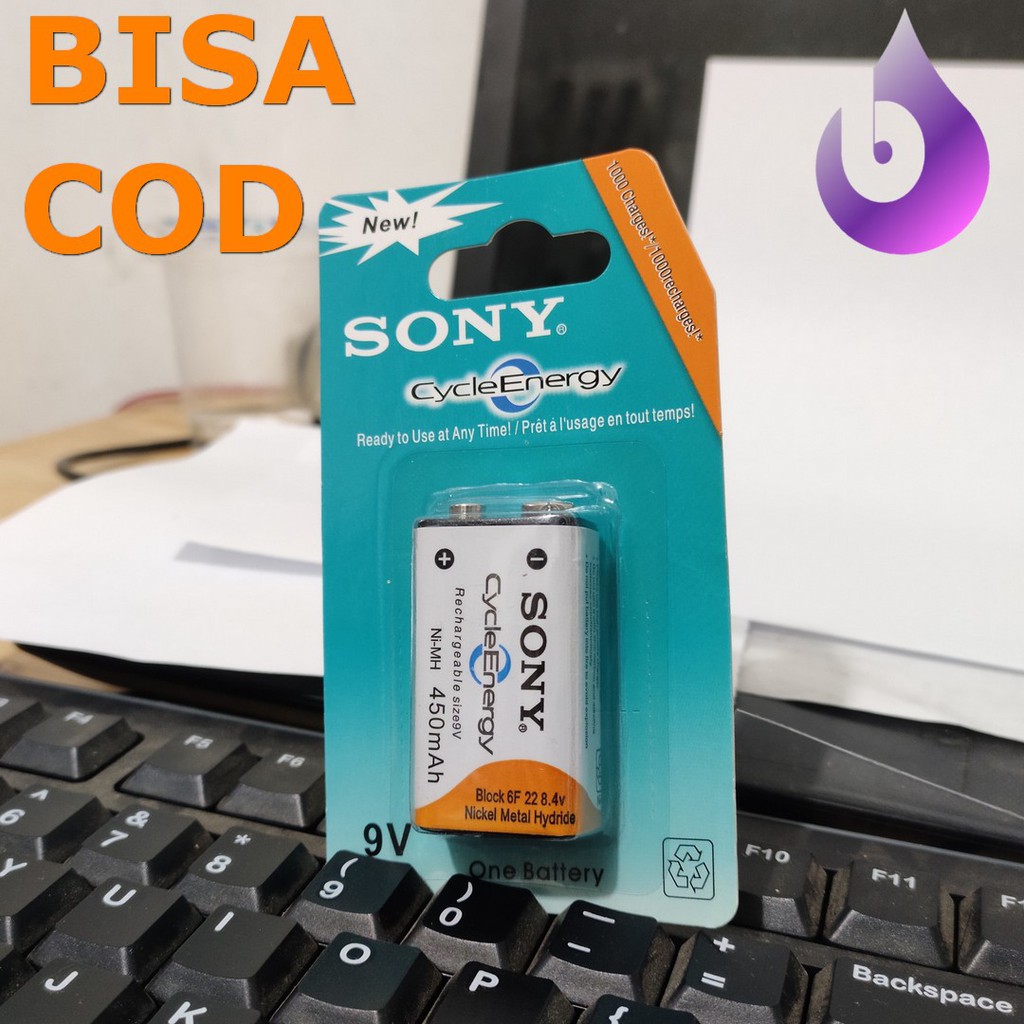 ASLI BATU BATRE BATTERY SONY 9V Ni-MH 450 mAh RECHARGEABLE