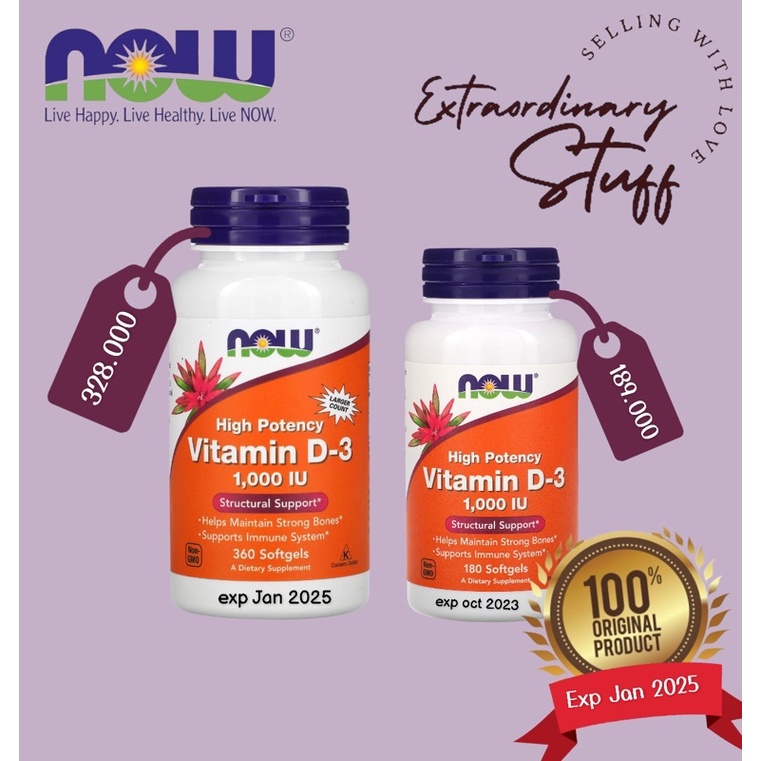 NOW FOODS VITAMIN D3 1000 IU ORIGINAL / VIT D-3 1000IU