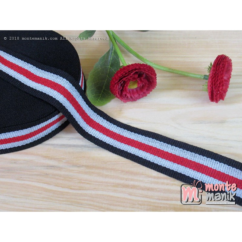 Pita Trim striped Biru Merah dan putih 2 cm (PITA-229)montemanik