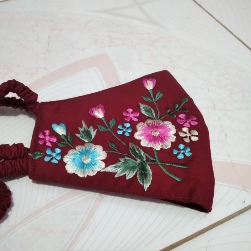 Masker Bordir Mawar