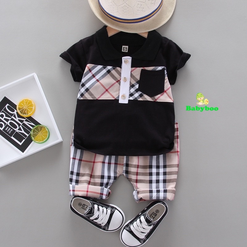 (1-3 tahun) Setelan Anak / Setelan Baju Anak / Setelan Pakaian Anak Motif Garis Coklat