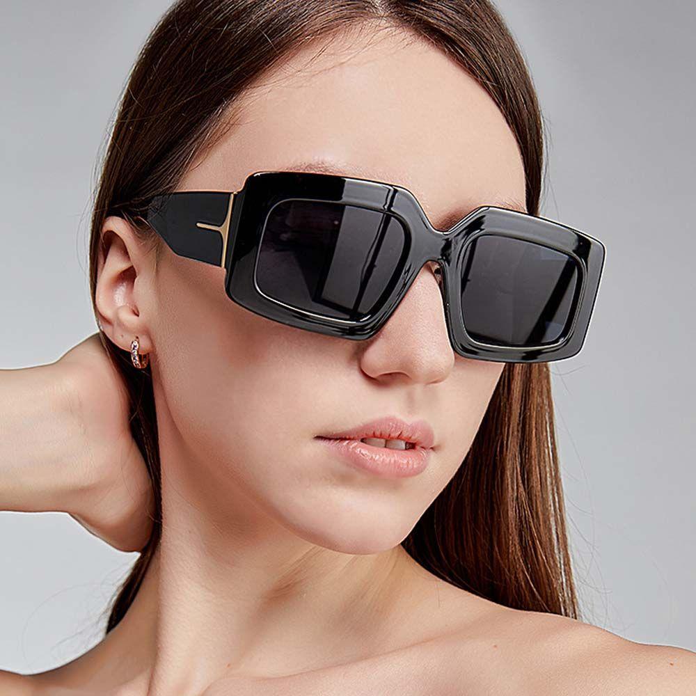 Mxbeauty Wanita Kacamata Kepribadian Untuk Pria Eropa Dan Amerika Bingkai Kecil Hitam Bingkai Persegi Panjang Hijau Matahari Kacamata Rectangle Sunglasses