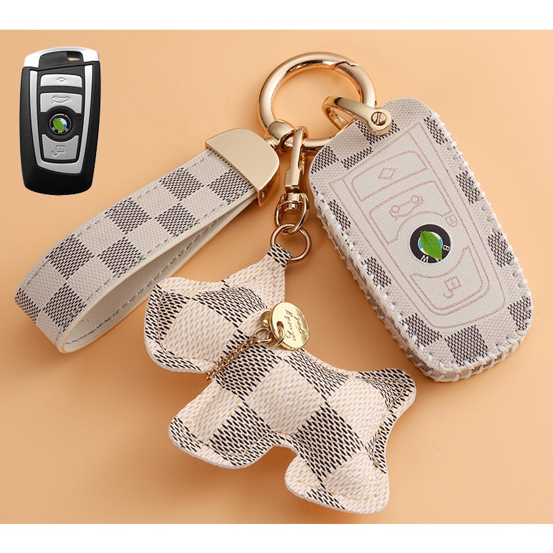 Leather+Metal keychain Car Key Fob Case Cover For BMW X1 X2 X3 X4 X5 X6 X7 2 3 5 6 7 Series G30 G31 G20 F48 F39 G01 G02