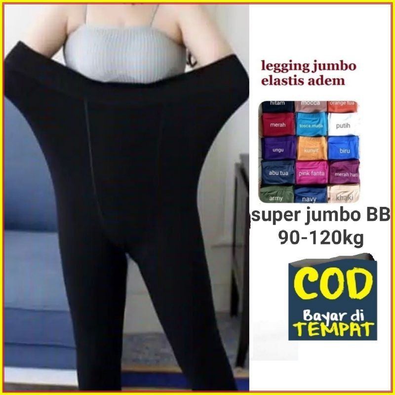 Legging Fleece Tebal Highwaist Premium Super Jumbo Polos Wanita BB 40 - 120kg