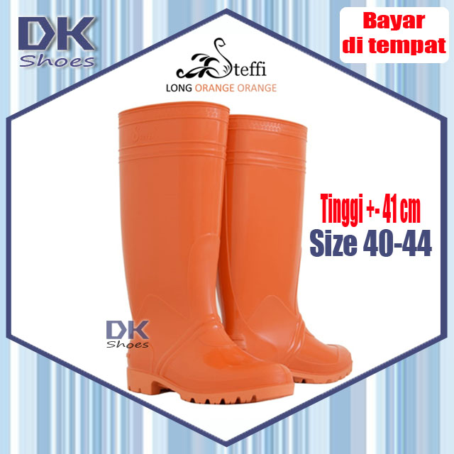 Steffi Boots Karet Oranye / Orange 40-44 / Sepatu Karet Tahan Air / Proyek / Kebun / Sepatu APD