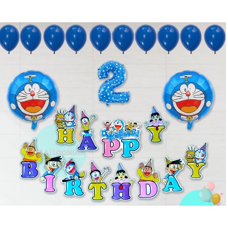 DORAEMON SIMPLE DEKORASI SET/BALON FOIL/DEKORASI ULANG TAHUN ANAK/PAKET BALON ULTAh