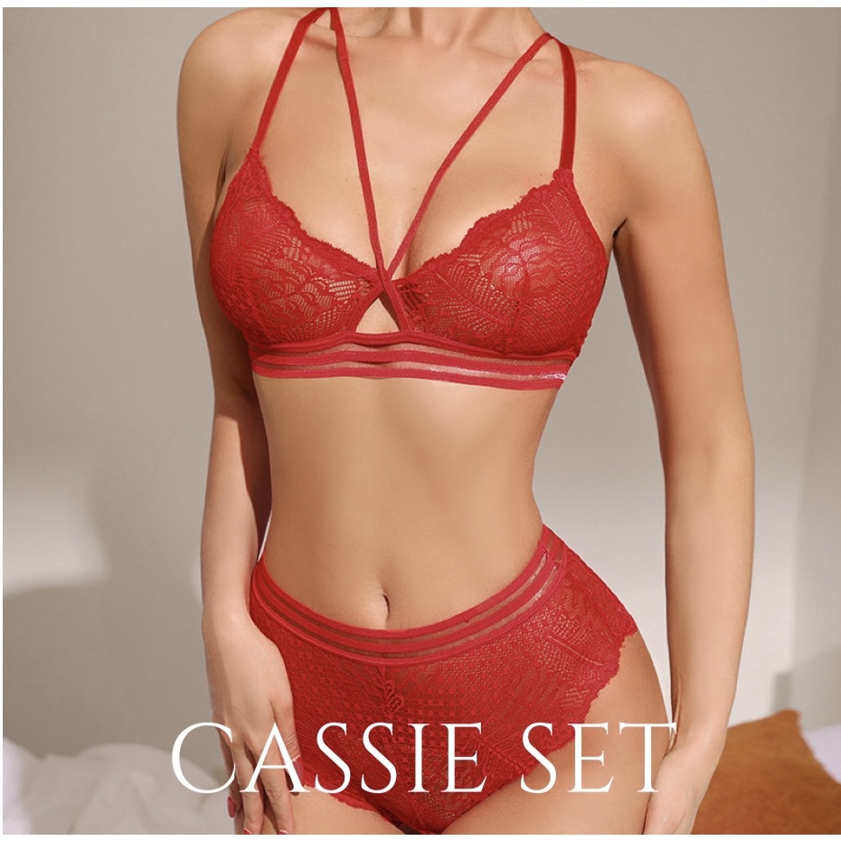 PENAWARAN TERBATAS Cassie Bralet Set Sexy Panties Bralette Premium Lace Seamless