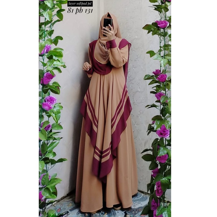 Abaya Full Ceruty syari Set Khimar ASWANARA babydooll armani ceriuti terbaru modis syari wanita