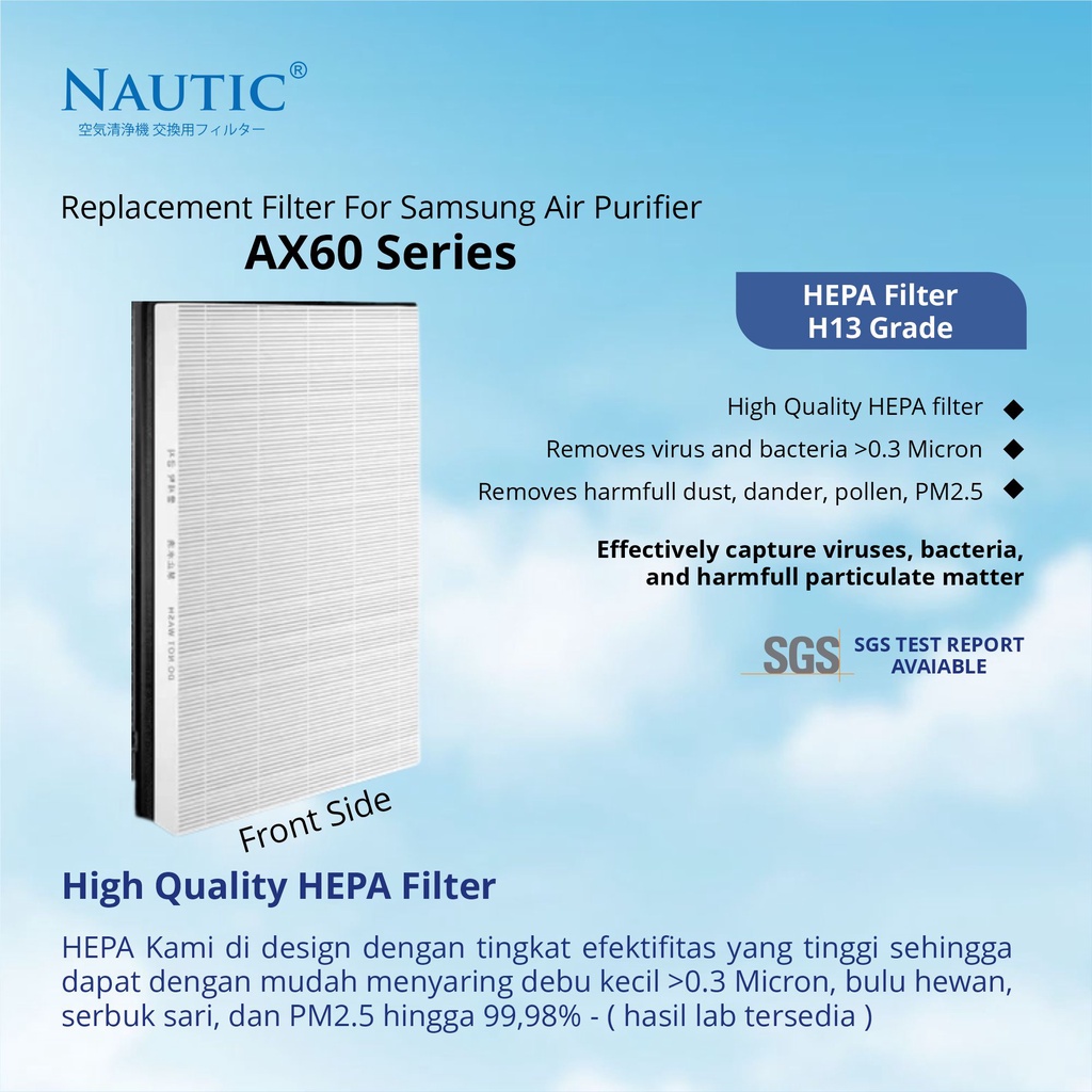 HEPA Filter untuk Air Purifier Samsung AX60 / AX60R5080WD AX5000 HEPA+Carbon