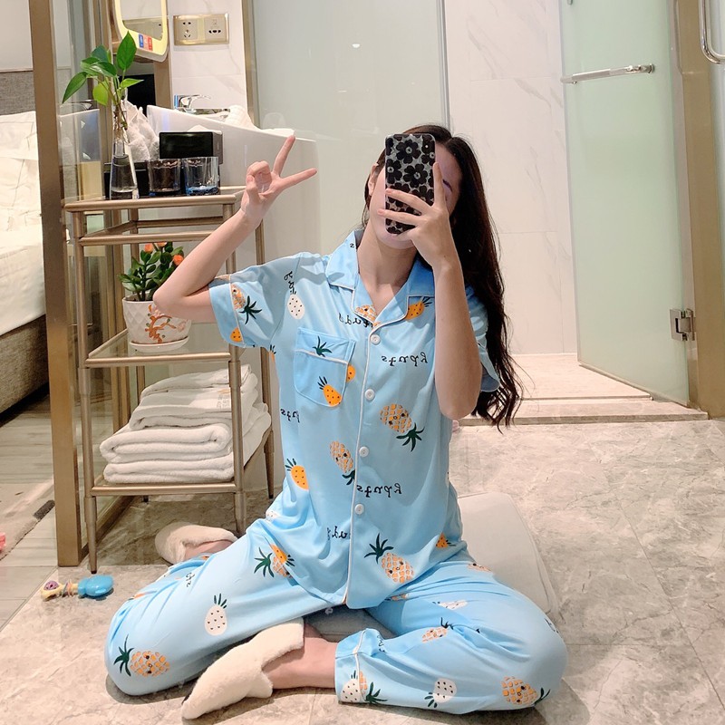 Baju tidur / piyama / sleepwear long pants wanita bahan import murah BTB021